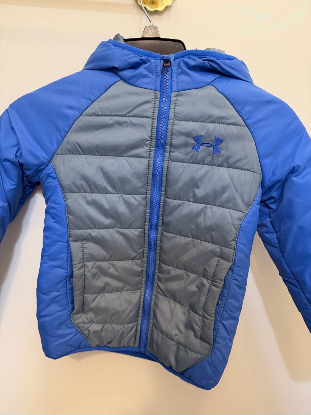 Under Armour Boys' Blue and Gray Hooded Puffer Jacket